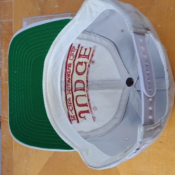 Vintage 90s Mustang Club Judge stitched lettering grey & red snapback hat cap - Picture 7 of 8